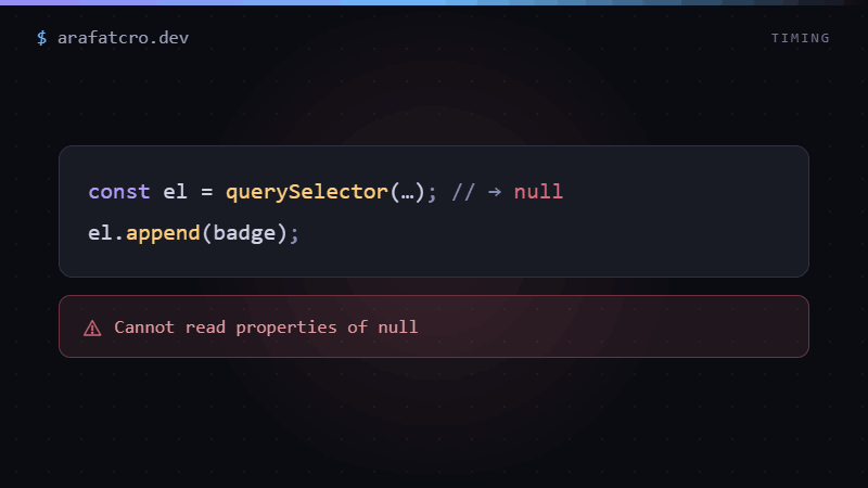 Waiting for a late-rendering element before an A/B test applies